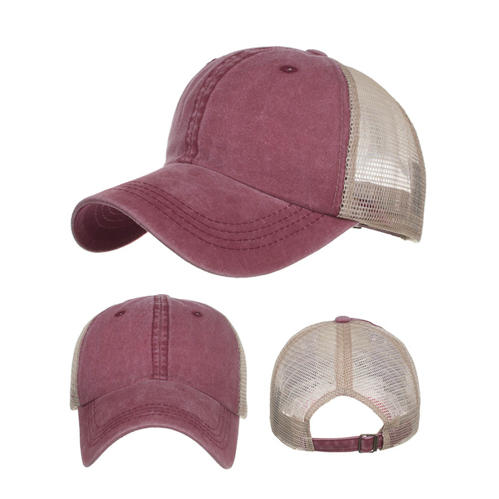 thumbnail image 4 of Gorra de béisbol para hombre - Malla lavada - Sombrero para el sol - Ajustable - Color liso - Talla única - Poliéster, 4 of 4